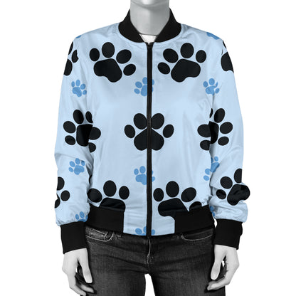 Paw Pattern Print Design A04 Women's Bomber Jacket
