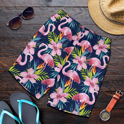 Flamingo Hibiscus Print Mens Shorts