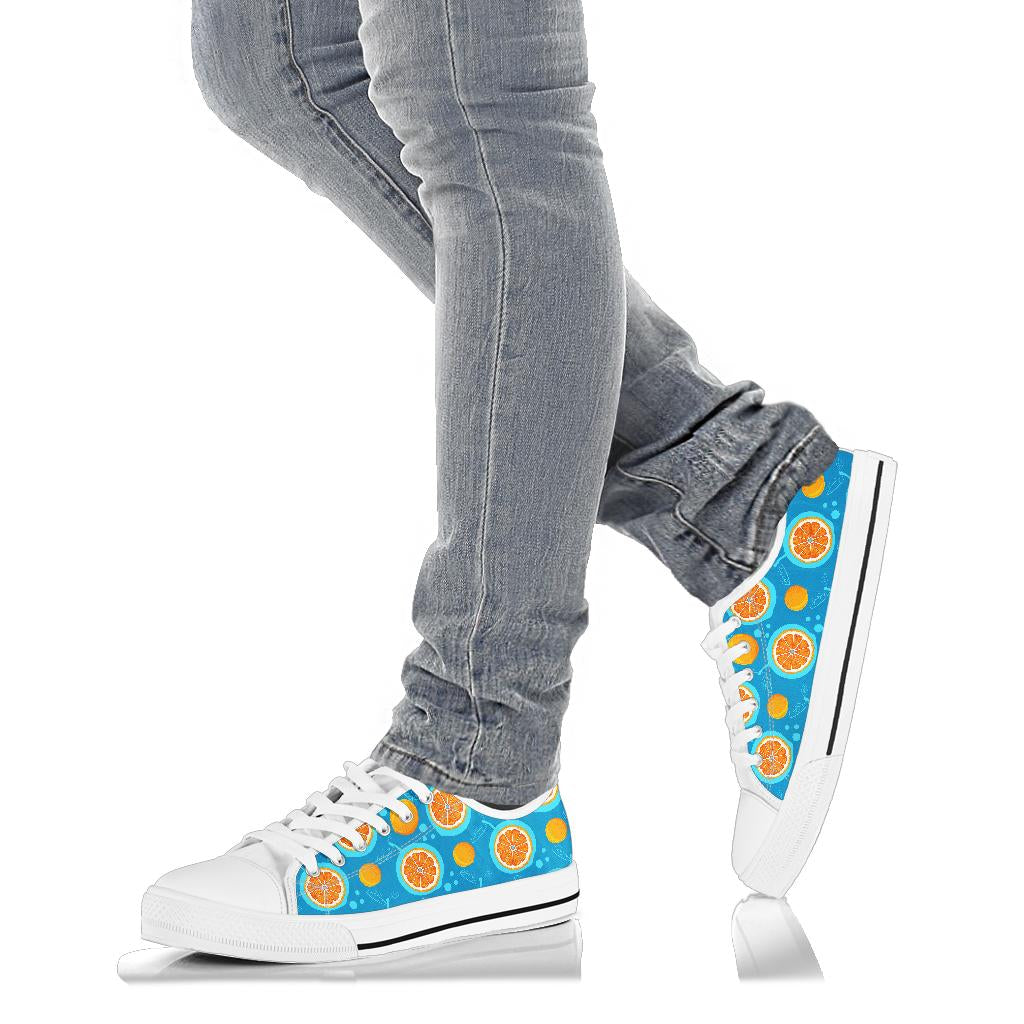 Grapefruit Pattern Print Design GF03 White Bottom Low Top Shoes