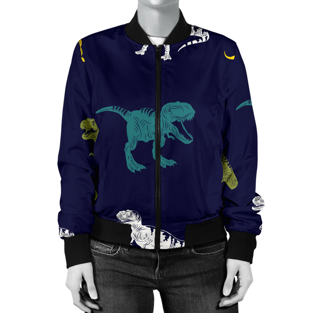 T Rex Pattern Print Design A07 Women's Bomber Jacket