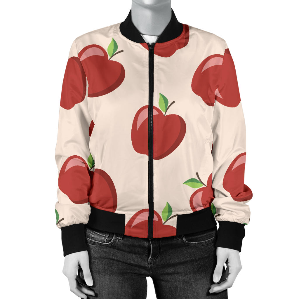 Apple Pattern Print Design AP01 Women Bomber Jacket