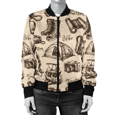 Camping Pattern Print Design 01 Women's Bomber Jacket