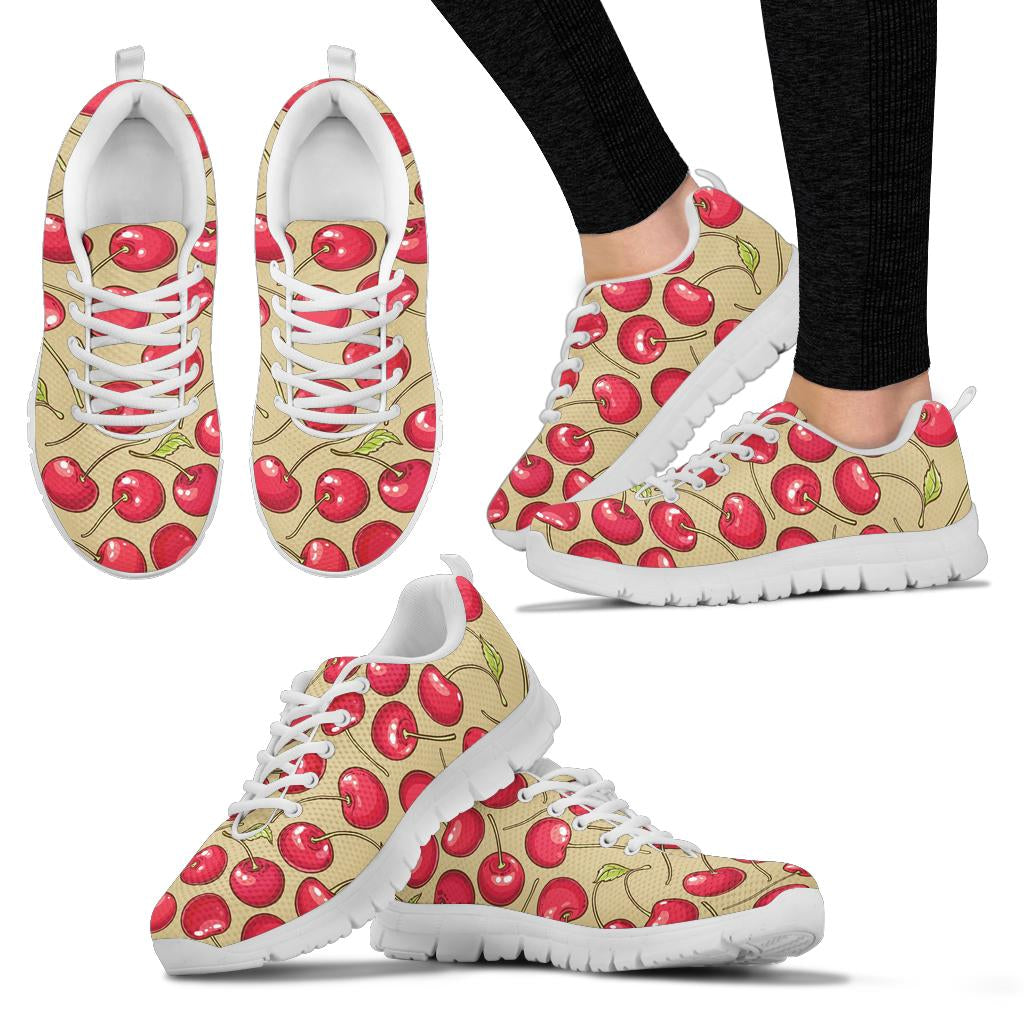 Cherry Pattern Print Design CH05 Sneakers White Bottom Shoes