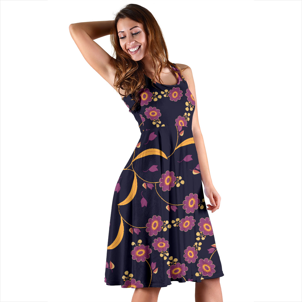 Anemone Pattern Print Design AM012 Midi Dress
