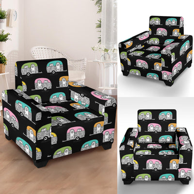 Camper Pattern Camping Themed No 2 Print Armchair Slipcover