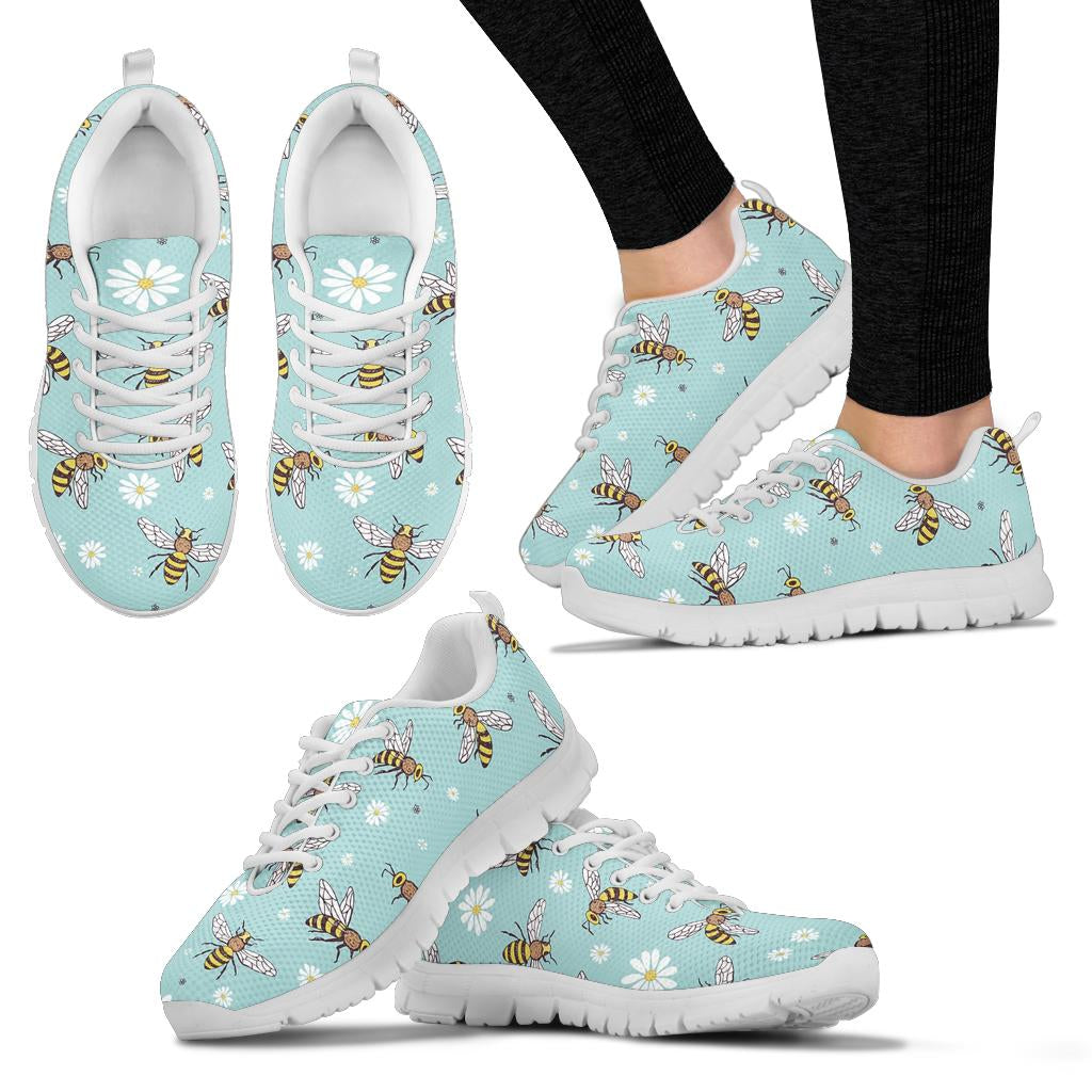 Bee Pattern Print Design BEE010 Sneakers White Bottom Shoes