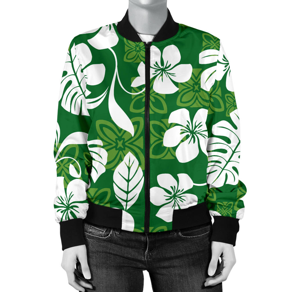 Hawaiian Themed Pattern Print Design H016 Women Bomber Jacket