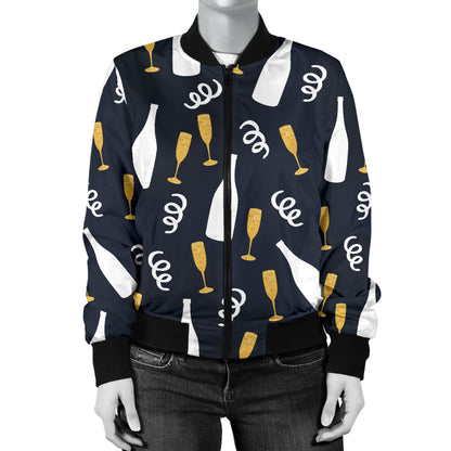 Champagne Pattern Print Design 01 Women's Bomber Jacket