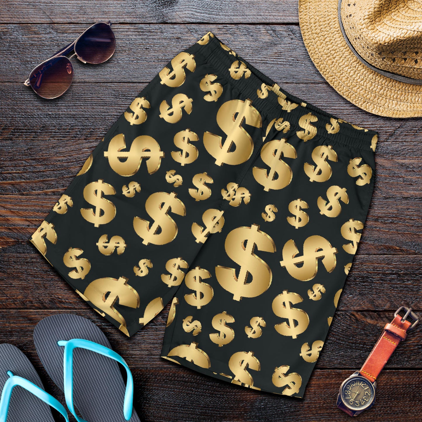 Dollar Pattern Print Design DO04 Mens Shorts