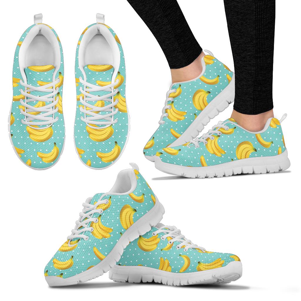 Banana Pattern Print Design BA02 Sneakers White Bottom Shoes