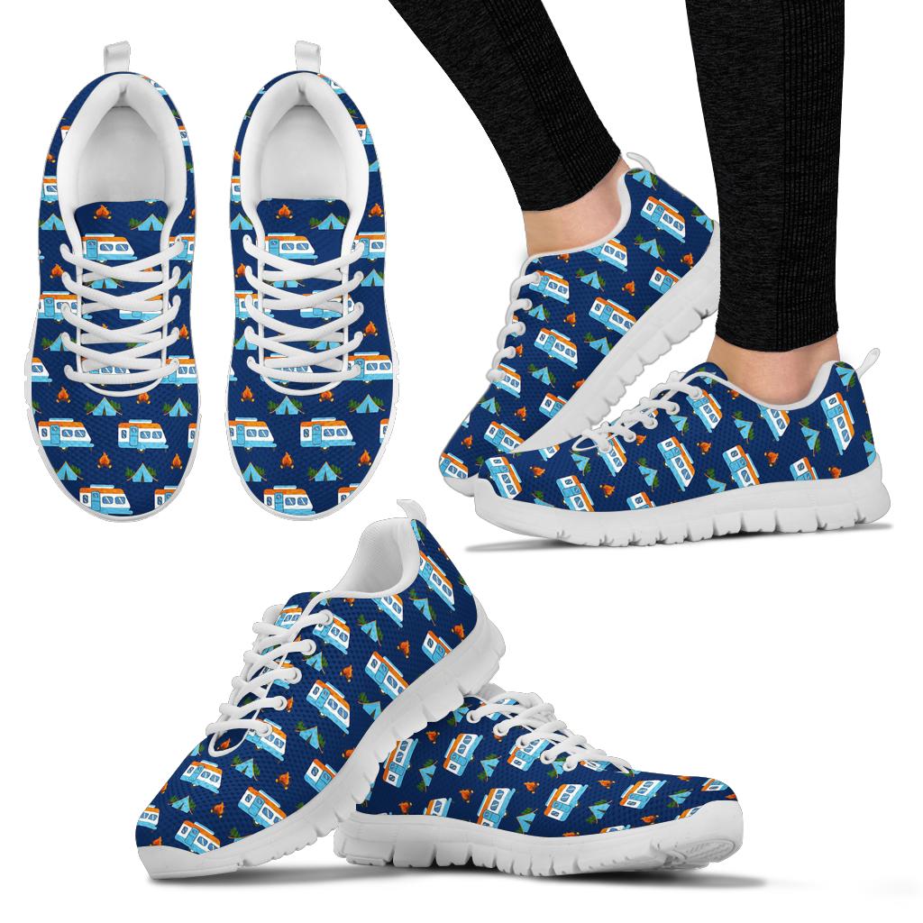 Camper Pattern Camping Themed No 3 Print Sneakers White Bottom Shoes
