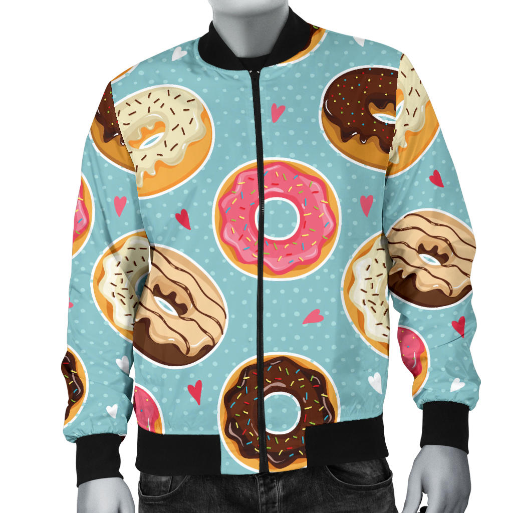 Donut Pattern Print Design DN04 Men Bomber Jacket