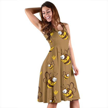 Bee Pattern Print Design BEE09 Midi Dress
