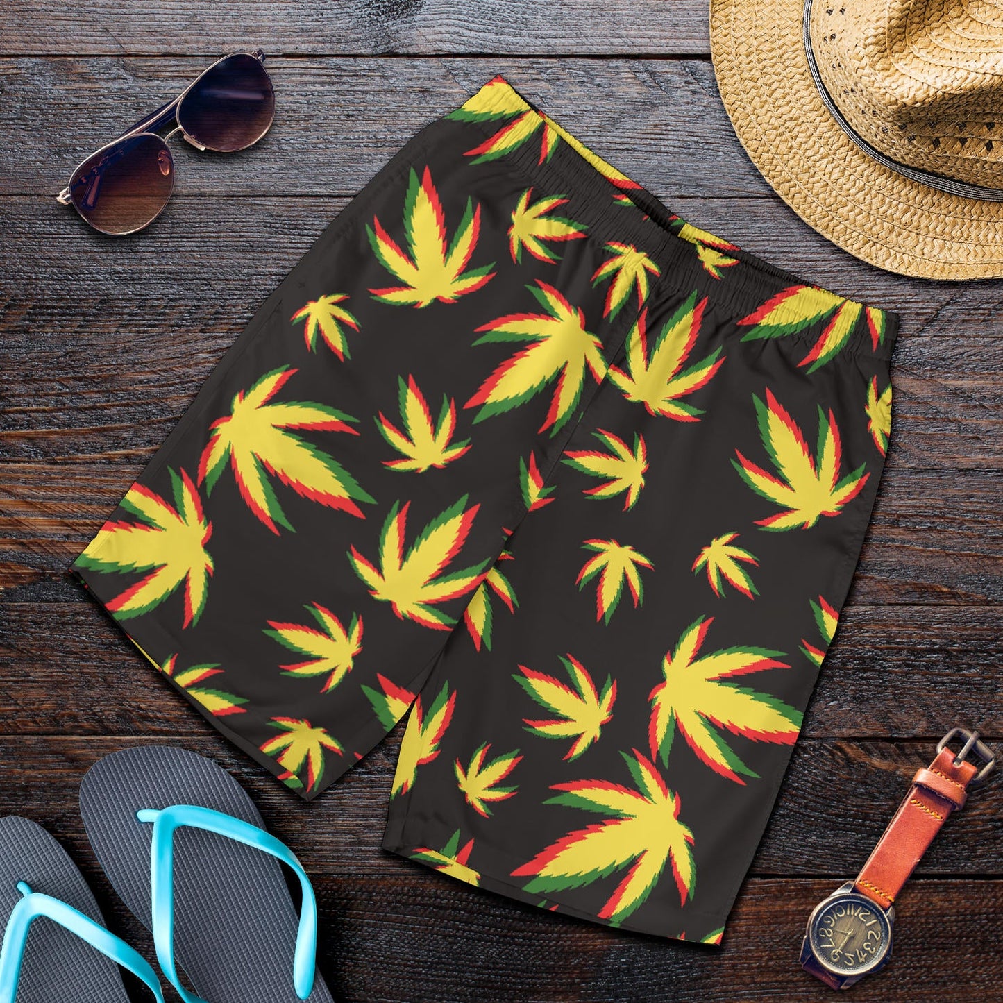 Pot Leaf Pattern Print Design A02 Mens Shorts