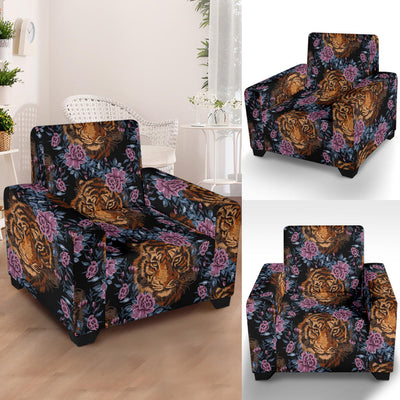 Tiger Head Floral Armchair Slipcover