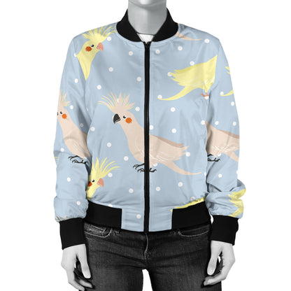 Cockatiel Pattern Print Design 03 Women's Bomber Jacket