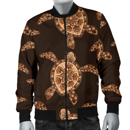 Tribal Sea Turtle Pattern Print Design T09 Men Bomber Jacket