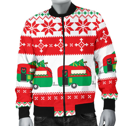 Camper Camping Ugly Christmas Design Print Men Bomber Jacket