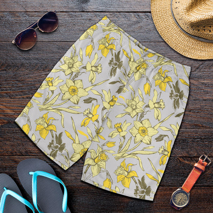 Daffodils Pattern Print Design DF05 Mens Shorts