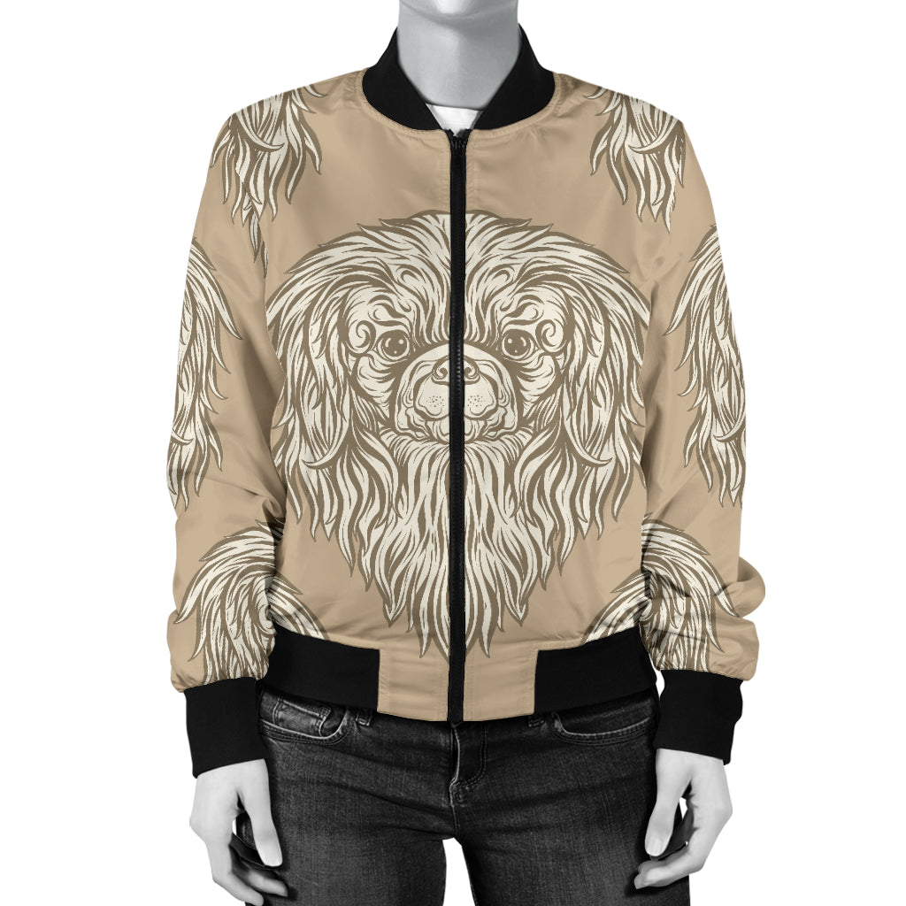 Pekingese Pattern Print Design A01 Women's Bomber Jacket