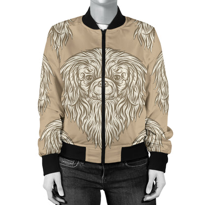 Pekingese Pattern Print Design A01 Women's Bomber Jacket
