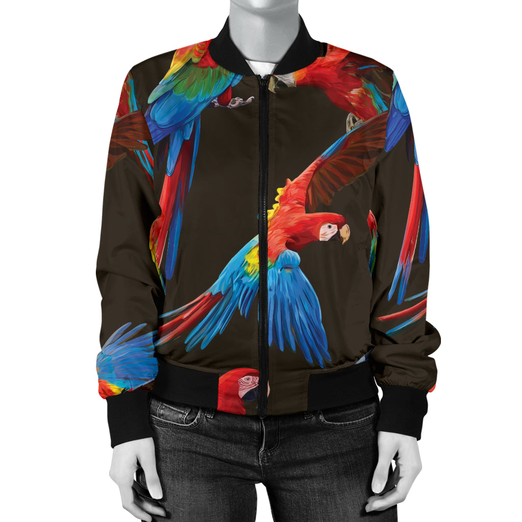 Macaw Pattern Print Design 04 Women's Bomber Jacket