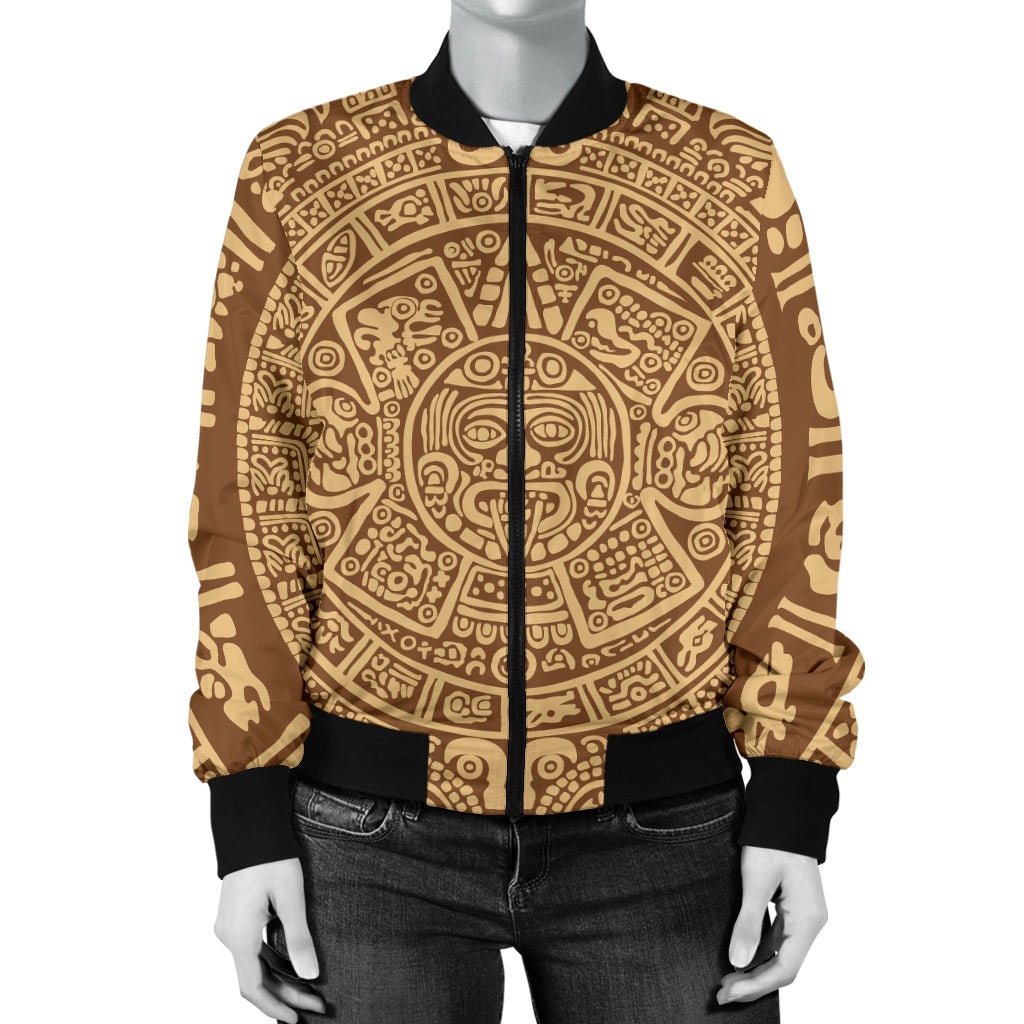 Mayan Pattern Print Design 01 Women's Bomber Jacket