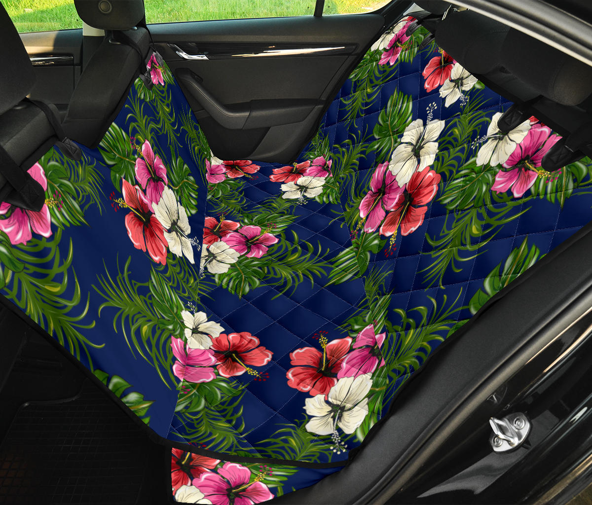 Hibiscus Pattern Print Design HB028 Rear Dog  Seat Cover