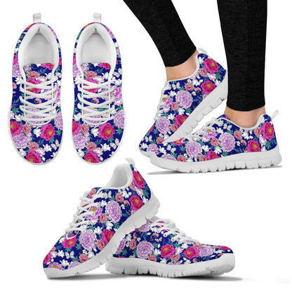 Dahlia Pattern Print Design DH013 Sneakers White Bottom Shoes