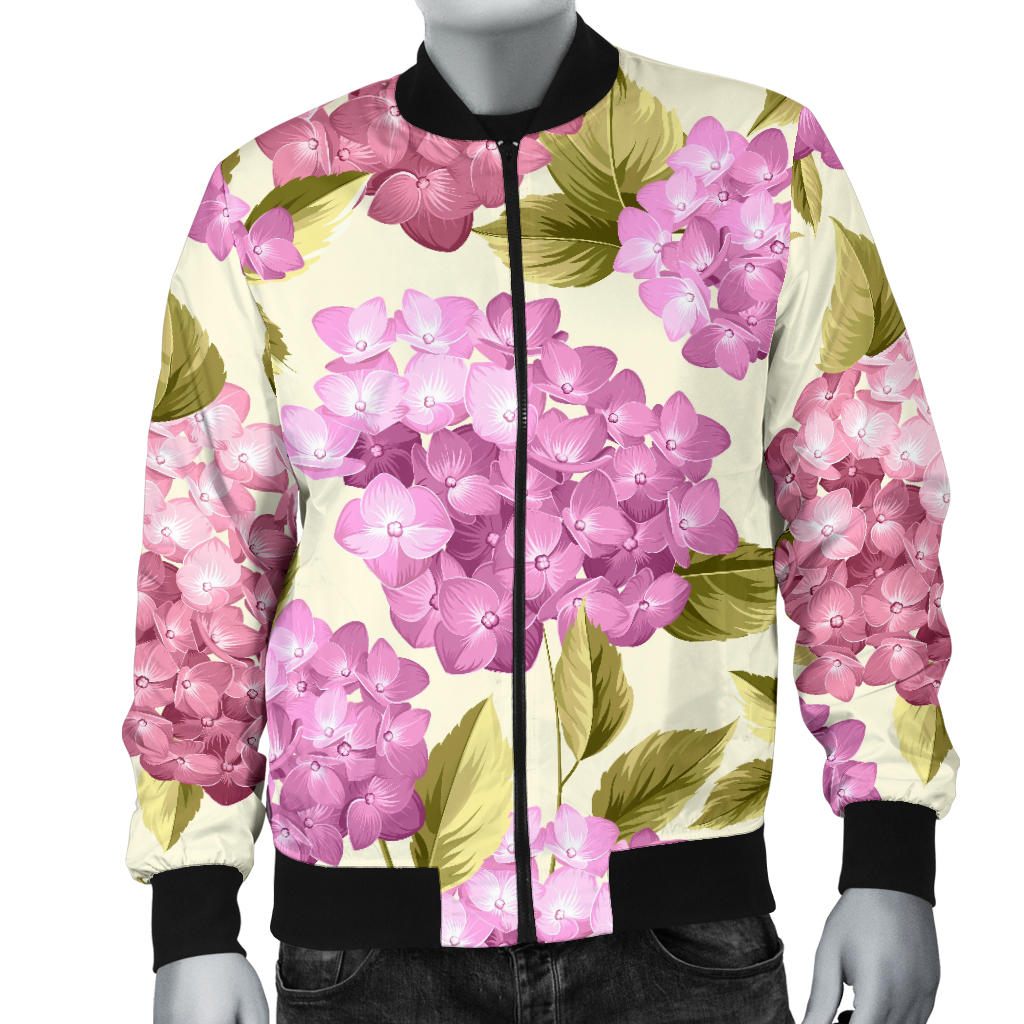 Hydrangea Pattern Print Design HD05 Men Bomber Jacket