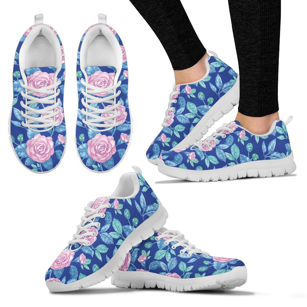 Camellia Pattern Print Design CM05 Sneakers White Bottom Shoes