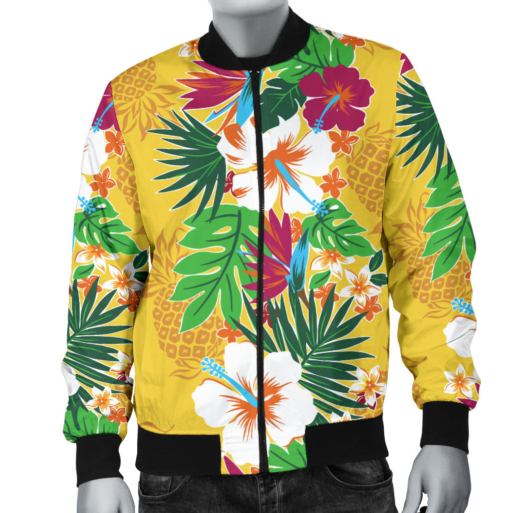 Hawaiian Themed Pattern Print Design H09 Men Bomber Jacket