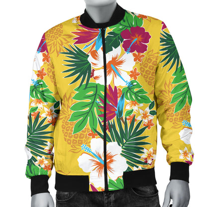 Hawaiian Themed Pattern Print Design H09 Men Bomber Jacket