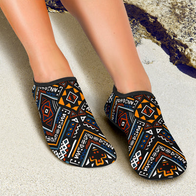 African Kente Print v2 Aqua Water Shoes