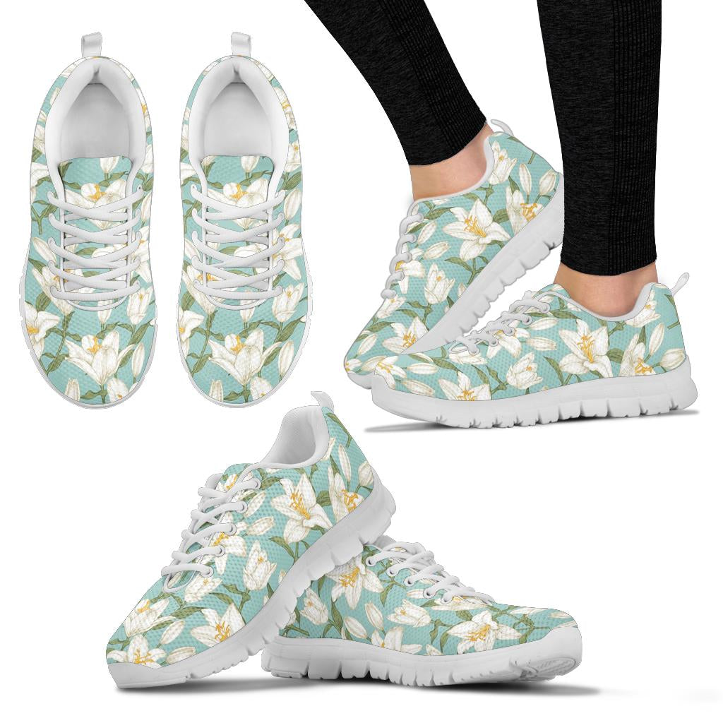 Lily Pattern Print Design LY09 Sneakers White Bottom Shoes