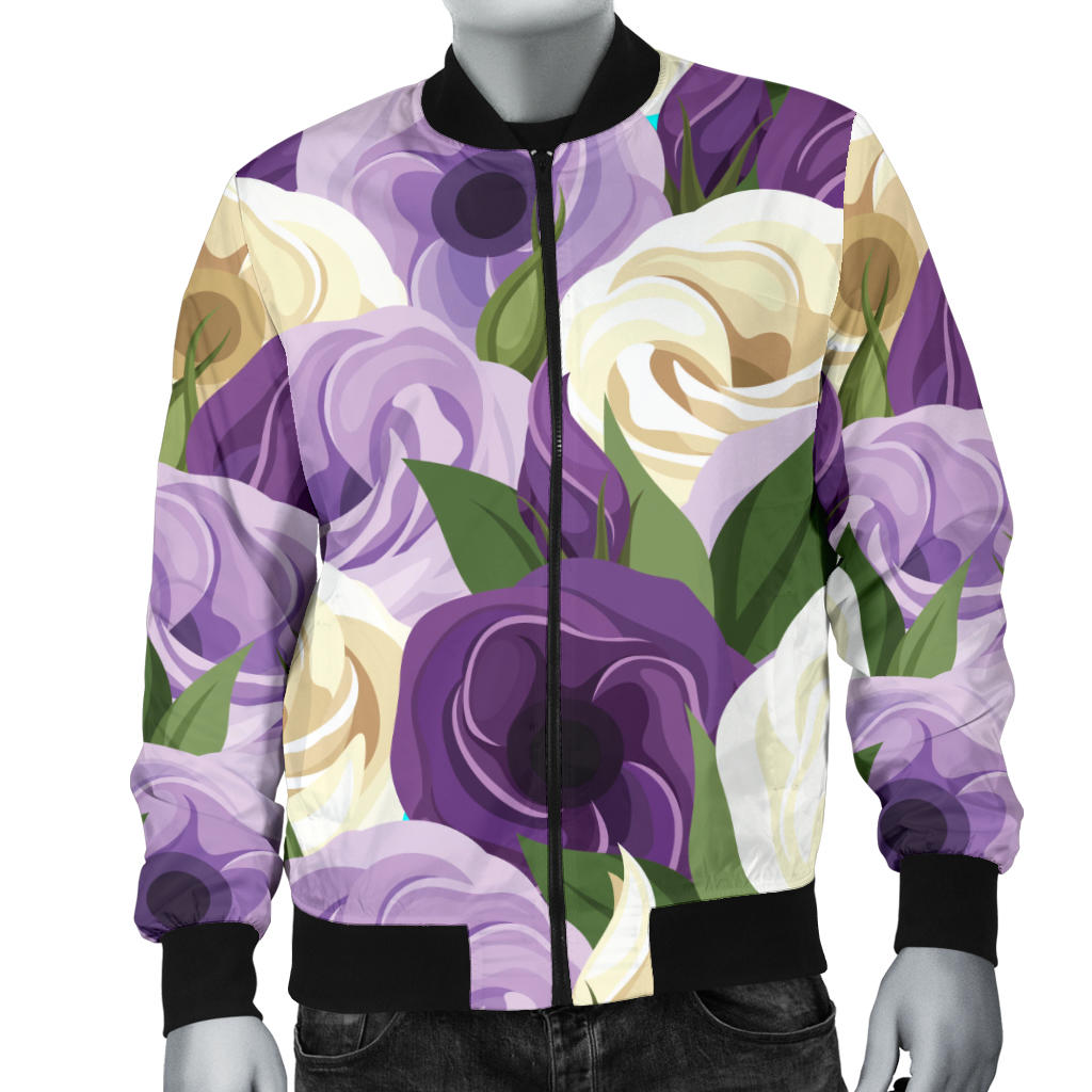 Lisianthus Pattern Print Design LT01 Men Bomber Jacket