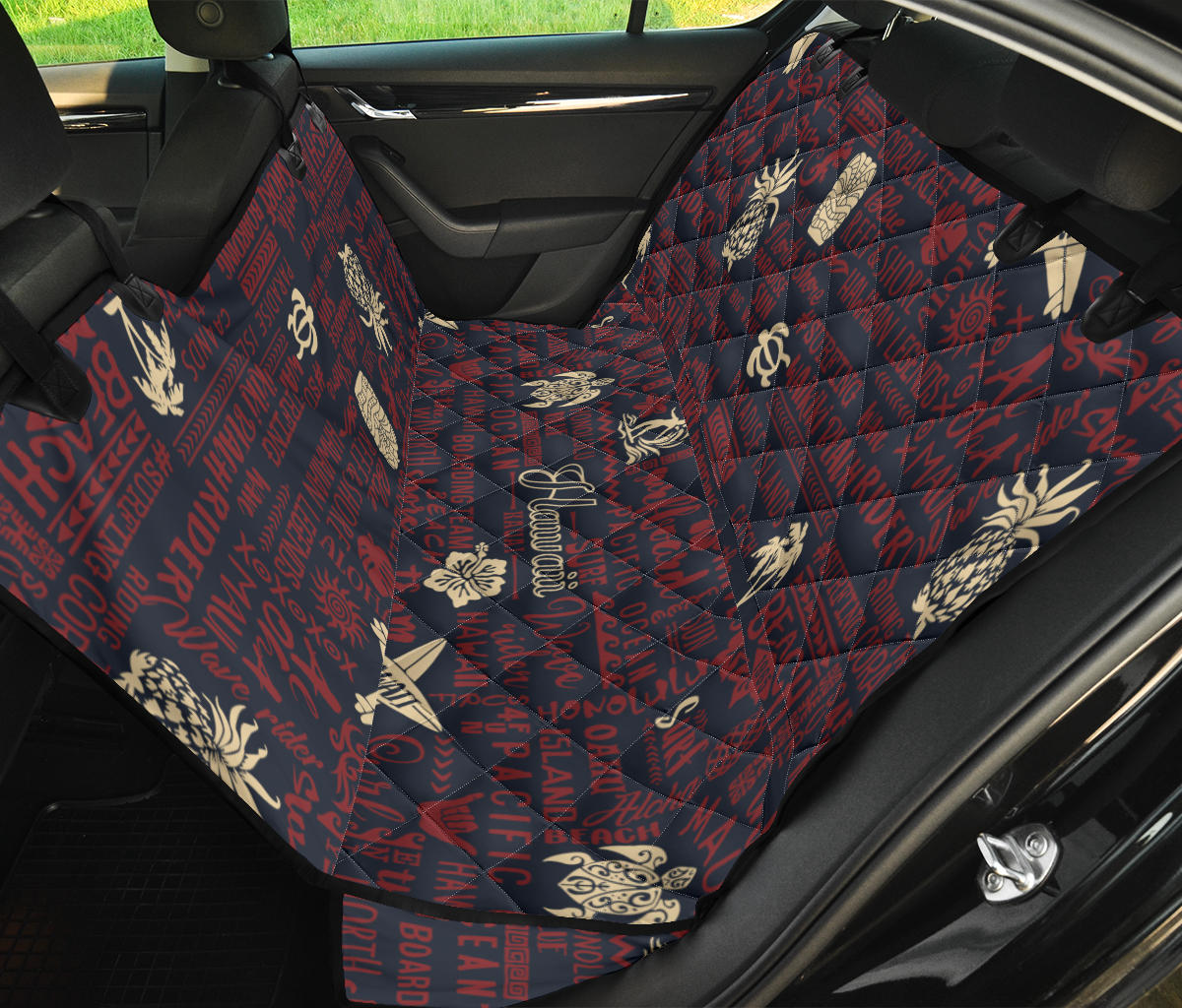 Hawaiian Themed Pattern Print Design H017 Rear Dog  Seat Cover