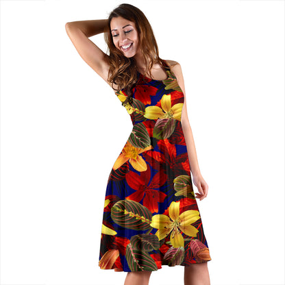 Lily Pattern Print Design LY014 Midi Dress