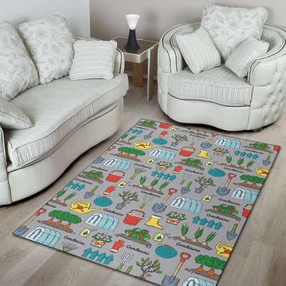 Gardening Pattern Print Design G07 Area Rugs