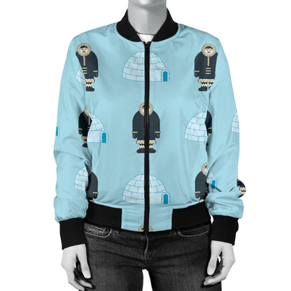 Eskimo Pattern Print Design 03 Women's Bomber Jacket