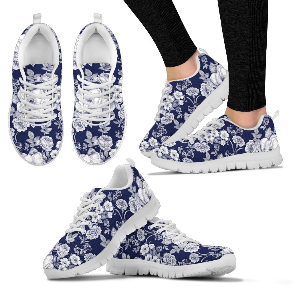 Floral Infrared Pattern Sneakers White Bottom Shoes
