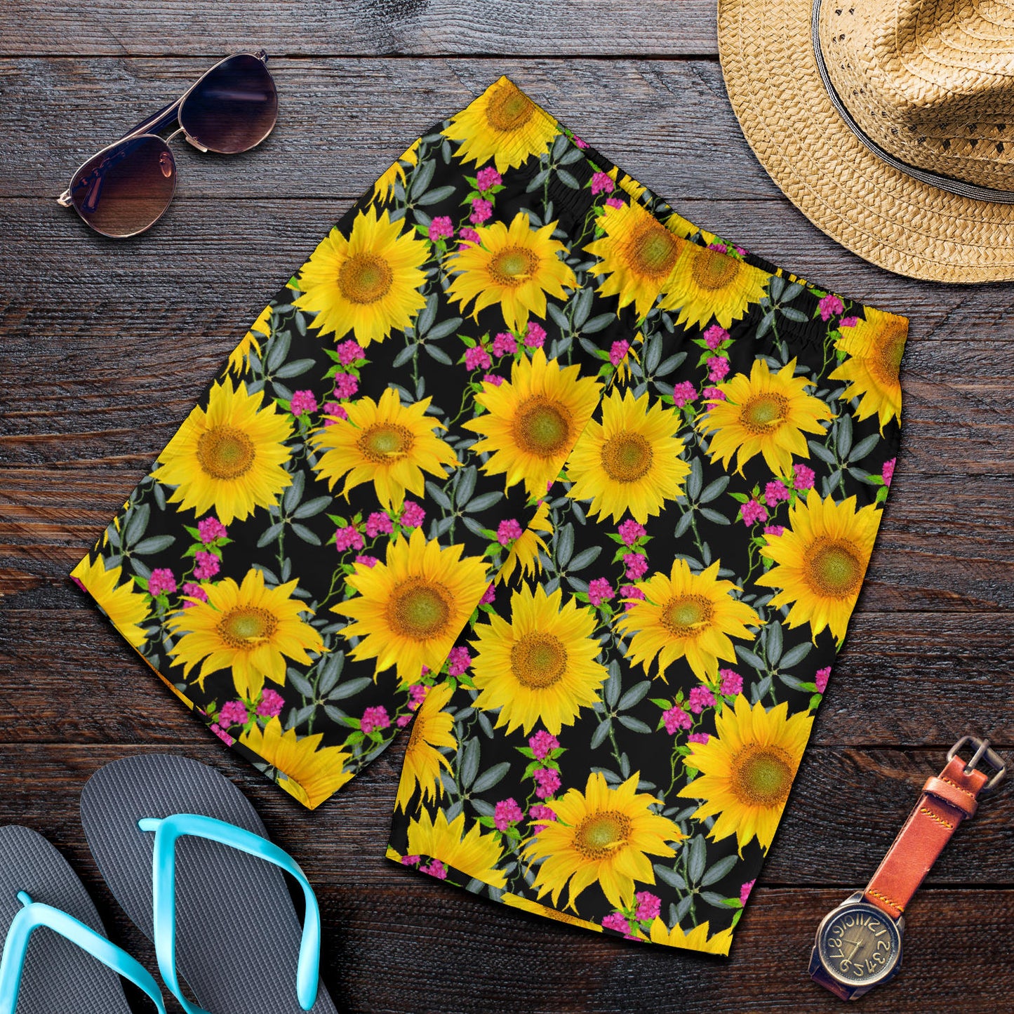 Sunflower Pattern Print Design SF014 Mens Shorts