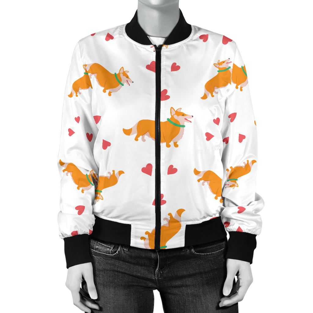 Cardigan Welsh Corgis Pattern Print Design 04 Women's Bomber Jacket