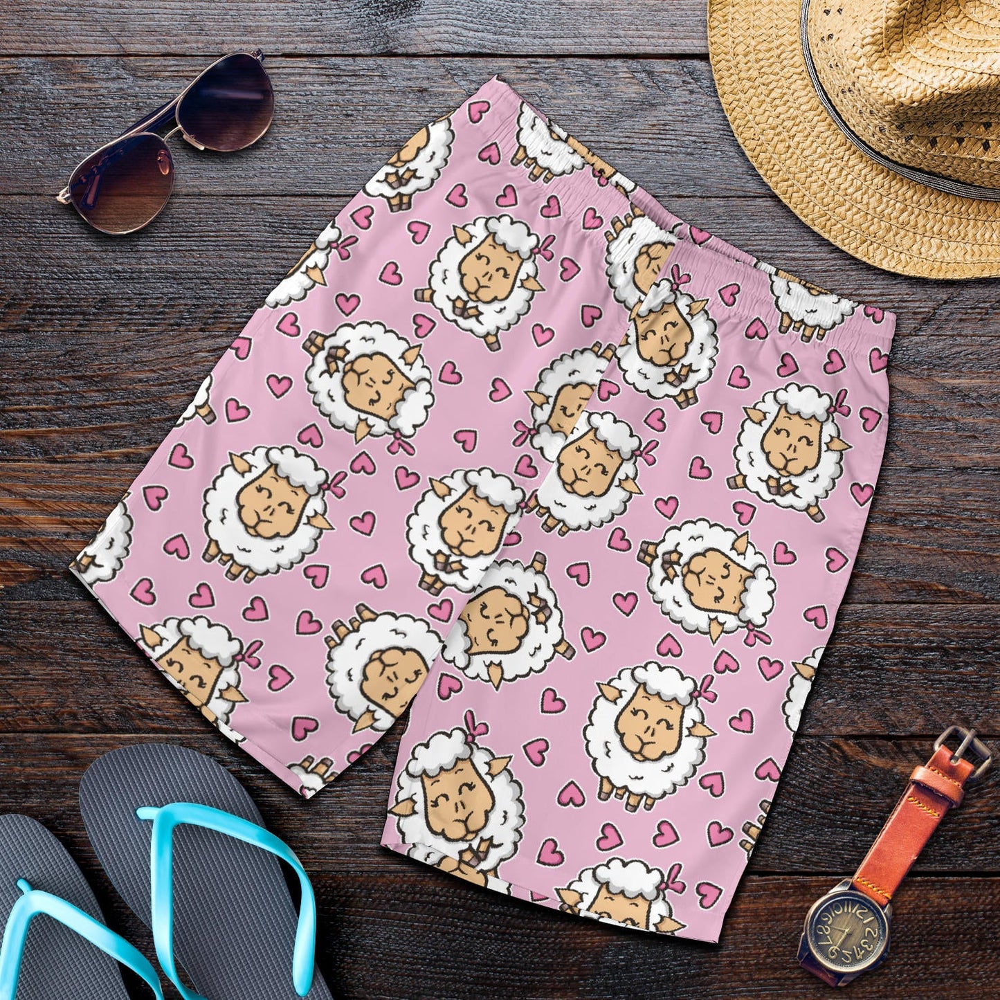 Sheep Cute Pattern Print Design 01 Mens Shorts