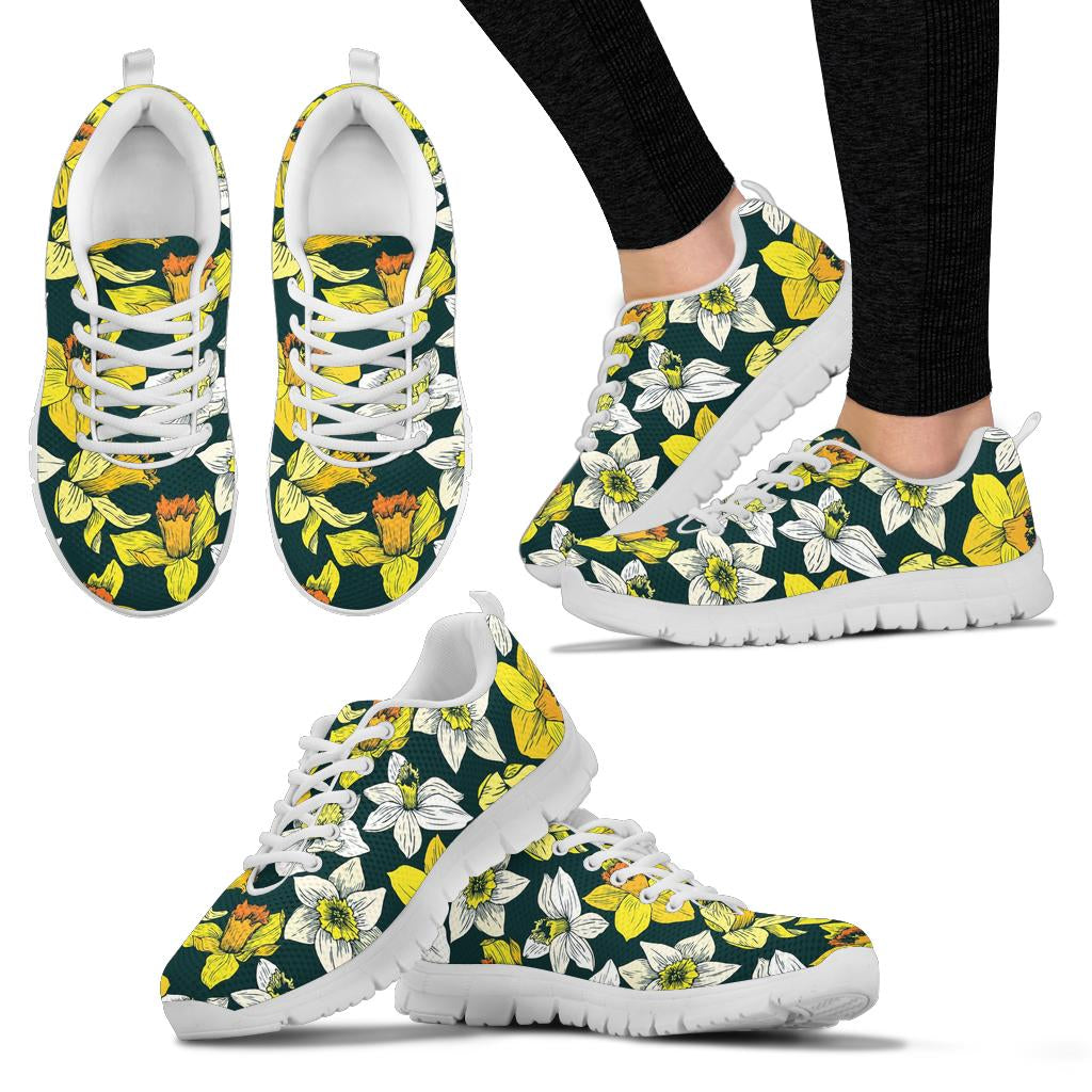 Daffodils Pattern Print Design DF02 Sneakers White Bottom Shoes