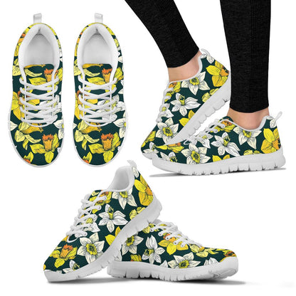 Daffodils Pattern Print Design DF02 Sneakers White Bottom Shoes