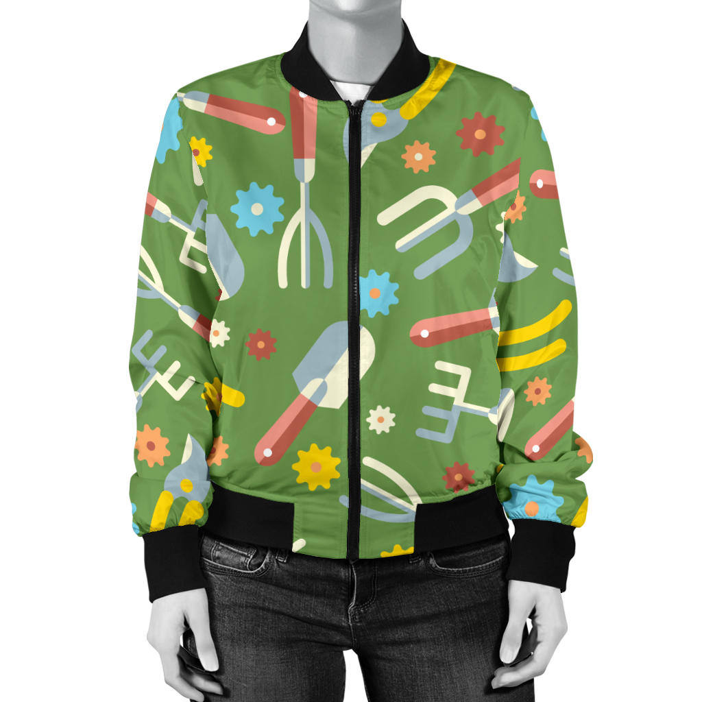 Gardening Pattern Print Design G06 Women Bomber Jacket