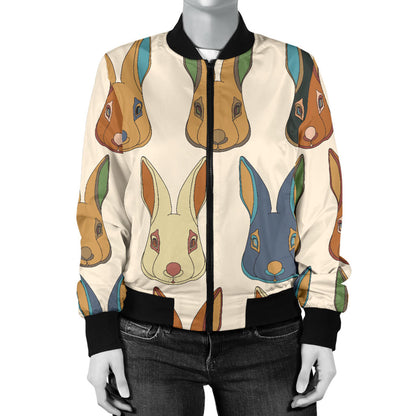 Rabbit Pattern Print Design RB04 Women Bomber Jacket
