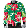 Red Hibiscus Pattern Print Design HB019 Men Bomber Jacket