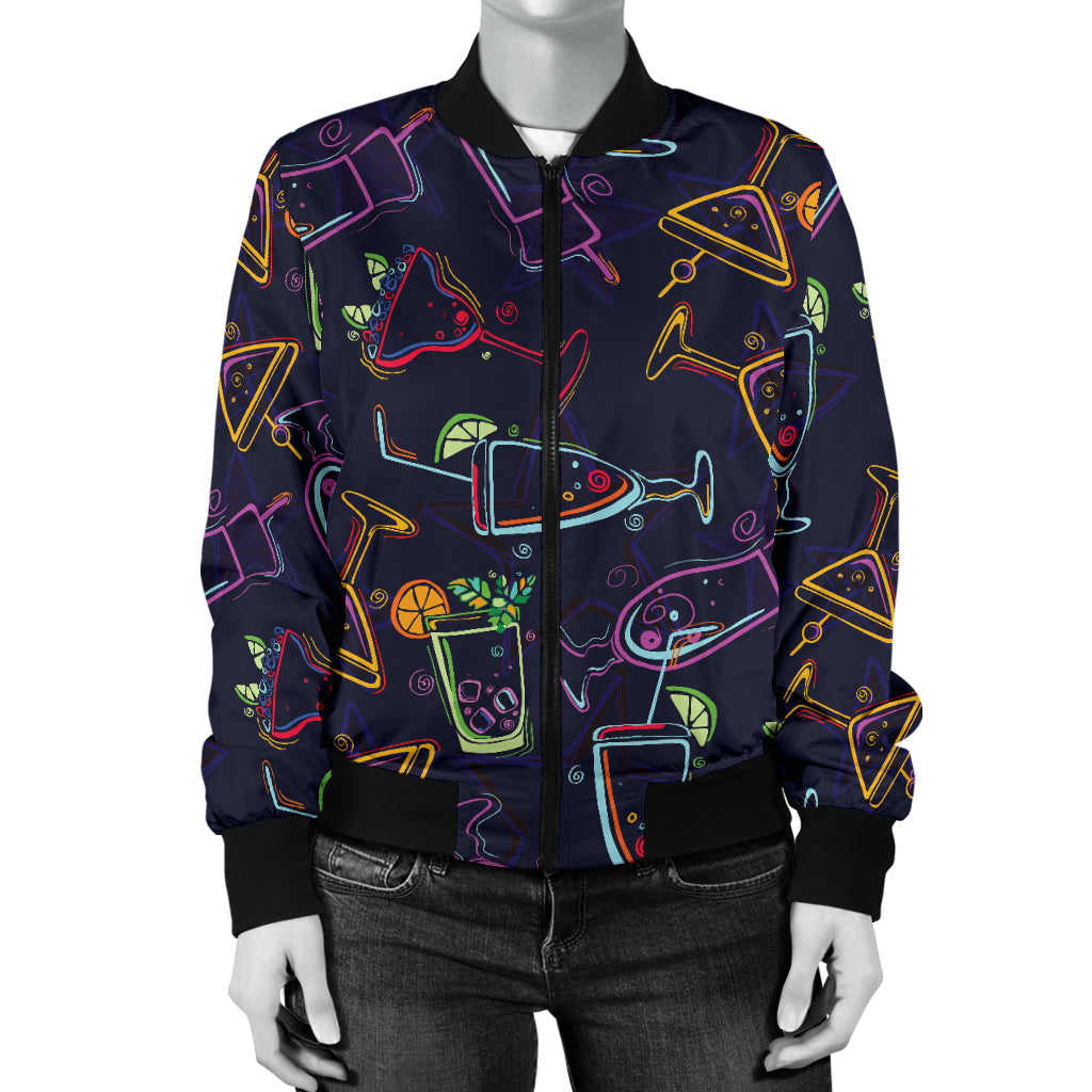 Cocktail Pattern Print Design 04 Women's Bomber Jacket